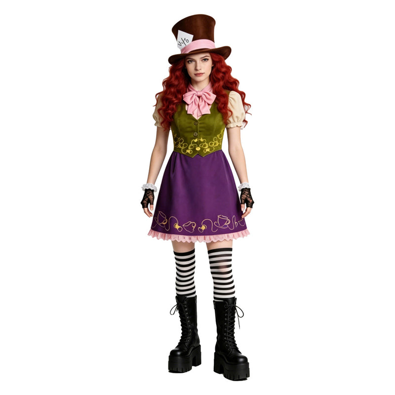 purple alice in wonderland dress Alice in Wonderland Dark Purple and Teal Pattern A-Line Dress