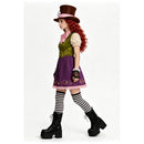 Cosplay Costume Mad Hatter Alice Genderbend Dress Set Renaissance Purple Women Halloween Carnival Party Outfits