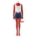 Cosplay Costume Malevola Dispatch Bodysuit Top Pants Set Red Women Halloween Carnival Party Outfits