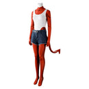 Cosplay Costume Malevola Dispatch Bodysuit Top Pants Set Red Women Halloween Carnival Party Outfits