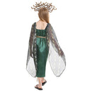 Cosplay Costume Medusa Dress Crown Set Green Kids Children Halloween Carnival Party Outfits