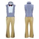 Cosplay Costume Mr. 3 Top Pants Set Blue Men Halloween Carnival Party Outfits