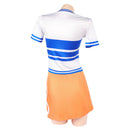 Cosplay Costume Nami Classsic Top Skirt Set Printed Blue Women Halloween Carnival Party Outfits