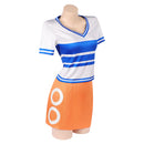 Cosplay Costume Nami Classsic Top Skirt Set Printed Blue Women Halloween Carnival Party Outfits
