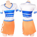 Cosplay Costume Nami Classsic Top Skirt Set Printed Blue Women Halloween Carnival Party Outfits