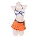 Cosplay Costume Nami One Piece Season 2 Swimsuit 2Pcs Top Skirt Bikini Design Blue Women Halloween Carnival Party Outfits