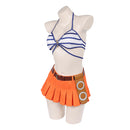 Cosplay Costume Nami One Piece Season 2 Swimsuit 2Pcs Top Skirt Bikini Design Blue Women Halloween Carnival Party Outfits