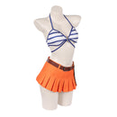 Cosplay Costume Nami One Piece Season 2 Swimsuit 2Pcs Top Skirt Bikini Design Blue Women Halloween Carnival Party Outfits