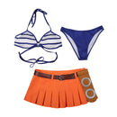 Cosplay Costume Nami One Piece Season 2 Swimsuit 2Pcs Top Skirt Bikini Design Blue Women Halloween Carnival Party Outfits