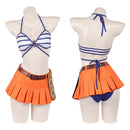 Cosplay Costume Nami One Piece Season 2 Swimsuit 2Pcs Top Skirt Bikini Design Blue Women Halloween Carnival Party Outfits