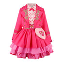 Cosplay Costume Pink Wicked Wonderland Uniform Skirt Set Pink Kids Children Halloween Carnival Party Outfits