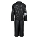 Cosplay Costume Pop Star 80S Retro Sequin 6Pcs Suit Fullset Black Men Halloween Carnival Party Outfits