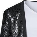 Cosplay Costume Pop Star 80S Retro Sequin 6Pcs Suit Fullset Black Men Halloween Carnival Party Outfits
