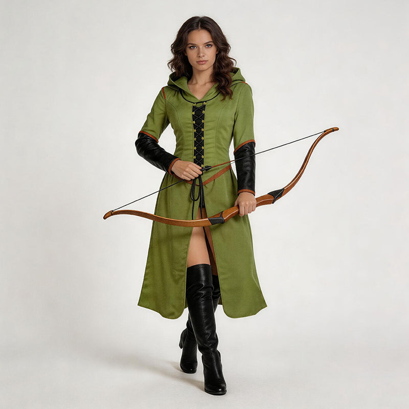 Female Ranger Cosplay Cosplay Costume Ranger Coat Renaissance Green Women Halloween Carnival ...