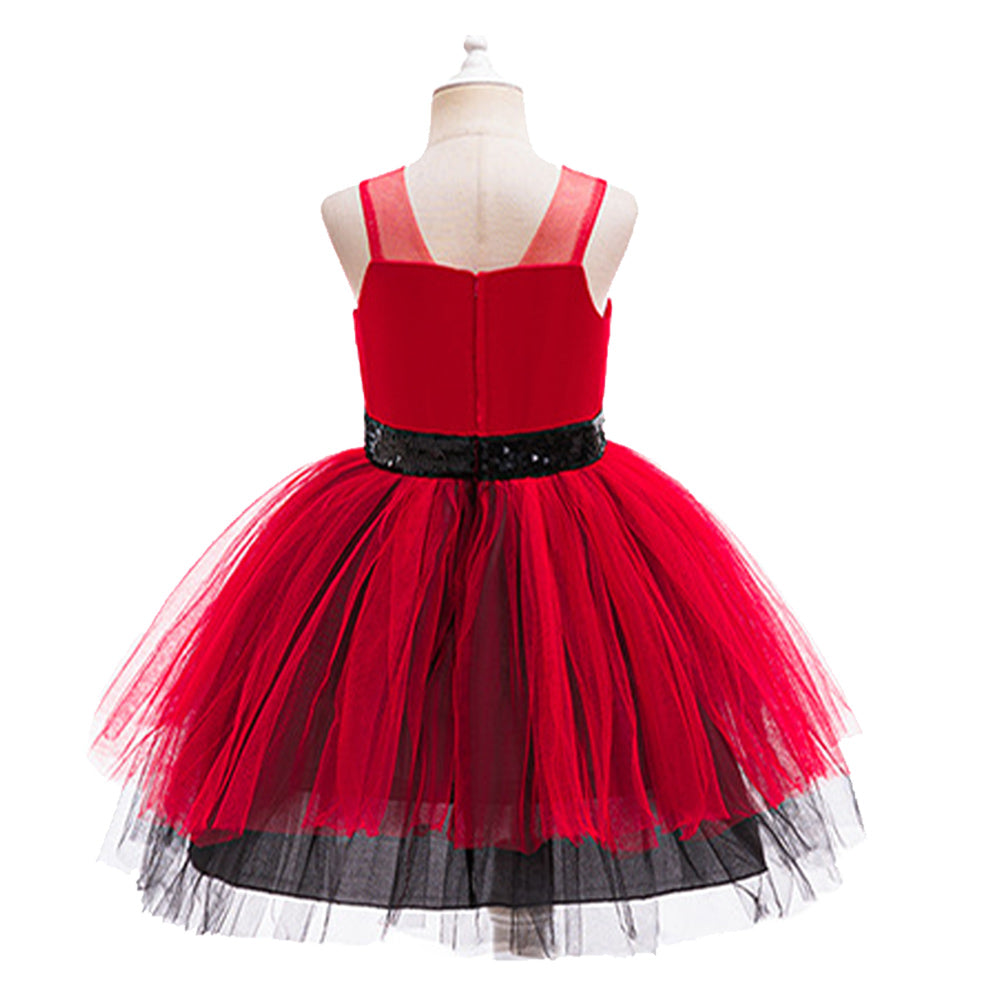Cosplay Costume Red Wicked Wonderland Mesh Tutu Dress Red Kids Children Halloween Carnival Party Outfits