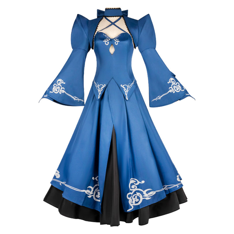 Cosplay Costume Saber Fate/ Stay Night Dress Blue Women Halloween Carnival Party Outfits