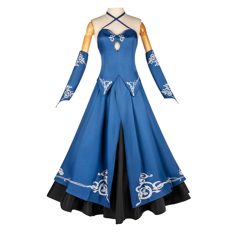 Cosplay Costume Saber Fate/ Stay Night Dress Blue Women Halloween Carnival Party Outfits
