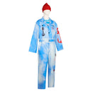 Cosplay Costume Squeaky and Squirmy Smee Wicked Wonderland Overall Shirt Hat Set Blue Kids Children Halloween Carnival Party Outfits