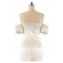 Cosplay Costume Sua Alien Stage Puff Sleeves Slim Dress White Women Halloween Carnival Party Outfits