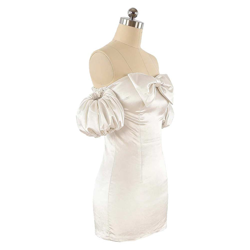 Cosplay Costume Sua Alien Stage Puff Sleeves Slim Dress White Women Halloween Carnival Party Outfits