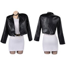 Cosplay Costume Tayama Smoking Behind the Supermarket with You Leather Jacket Dress Set White Women Halloween Carnival Party Outfits