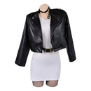 Cosplay Costume Tayama Smoking Behind the Supermarket with You Leather Jacket Dress Set White Women Halloween Carnival Party Outfits