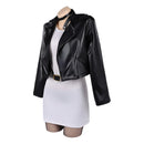 Cosplay Costume Tayama Smoking Behind the Supermarket with You Leather Jacket Dress Set White Women Halloween Carnival Party Outfits