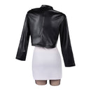 Cosplay Costume Tayama Smoking Behind the Supermarket with You Leather Jacket Dress Set White Women Halloween Carnival Party Outfits