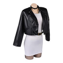 Cosplay Costume Tayama Smoking Behind the Supermarket with You Leather Jacket Dress Set White Women Halloween Carnival Party Outfits
