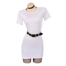 Cosplay Costume Tayama Smoking Behind the Supermarket with You Leather Jacket Dress Set White Women Halloween Carnival Party Outfits