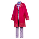 Cosplay Costume Willy Wonka Coat Suit Set Red Men Halloween Carnival Party Outfits