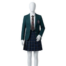 Cosplay Costume Witch Academy School Uniform Fullset Green Women Halloween Carnival Party Outfits
