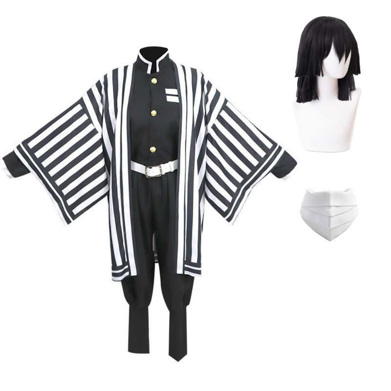 Cossky Costumes Costume + Wig + Mask / S Iguro Obanai Uniform Cosplay Costume