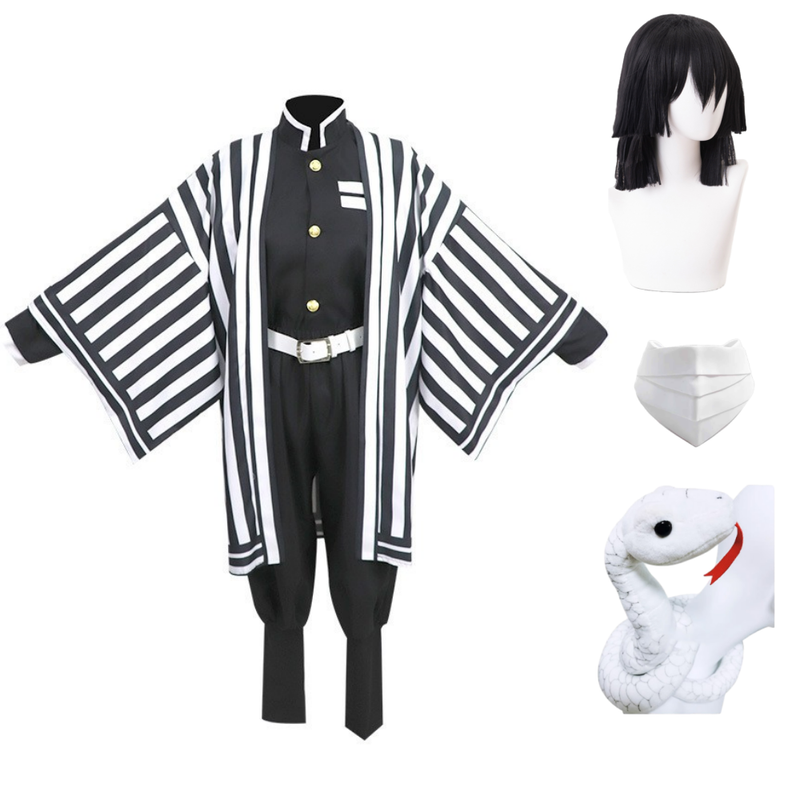 Cossky Costumes Costume + Wig + Snake Prop + Mask / S Iguro Obanai Uniform Cosplay Costume