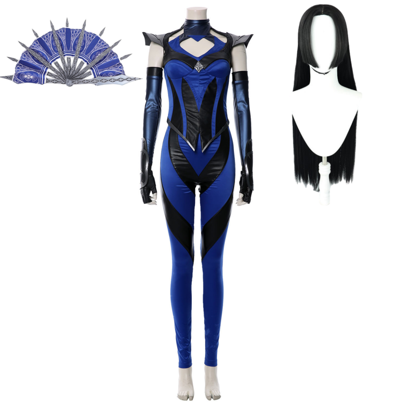 Cossky Costumes Female / Costume+Fan*2 / XS Mortal Kombat 11 Kitana Outfit Halloween Carnival Suit Cospaly Costume