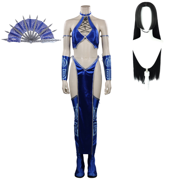 Cossky Costumes Female / Costume+Fan*2 / XS Mortal Kombat Kitana Costume Accessories Outfit Halloween Carnival Suit Cosplay Costume