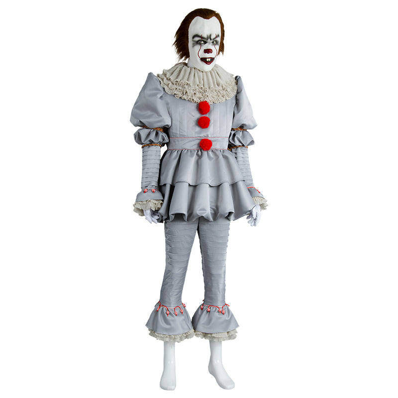 Cossky Costumes IT Pennywise The Clown Outfit Suit Halloween Cosplay Costume for Males Females