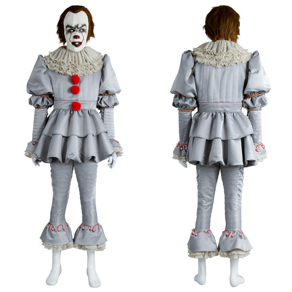 Cossky Costumes IT Pennywise The Clown Outfit Suit Halloween Cosplay Costume for Males Females