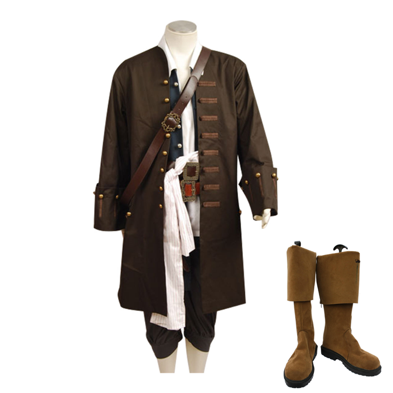 Cossky Costumes Male / Costume + Shoes / S Pirates Jack Outfits Halloween Suit Cosplay Costume