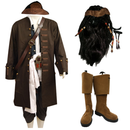 Cossky Costumes Male / Costume + Wig + Shoes / S Pirates Jack Outfits Halloween Suit Cosplay Costume