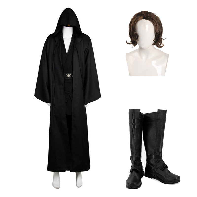 Cossky Costumes Male / Costume + Wig + Shoes / XS Anakin Skywalker Cosplay Costume Outfit Black Version