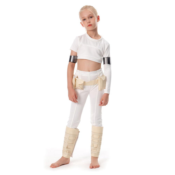 Cossky Costumes Padme Amidala Kids Children Cosplay Costume White Outfits Halloween Carnival Suit