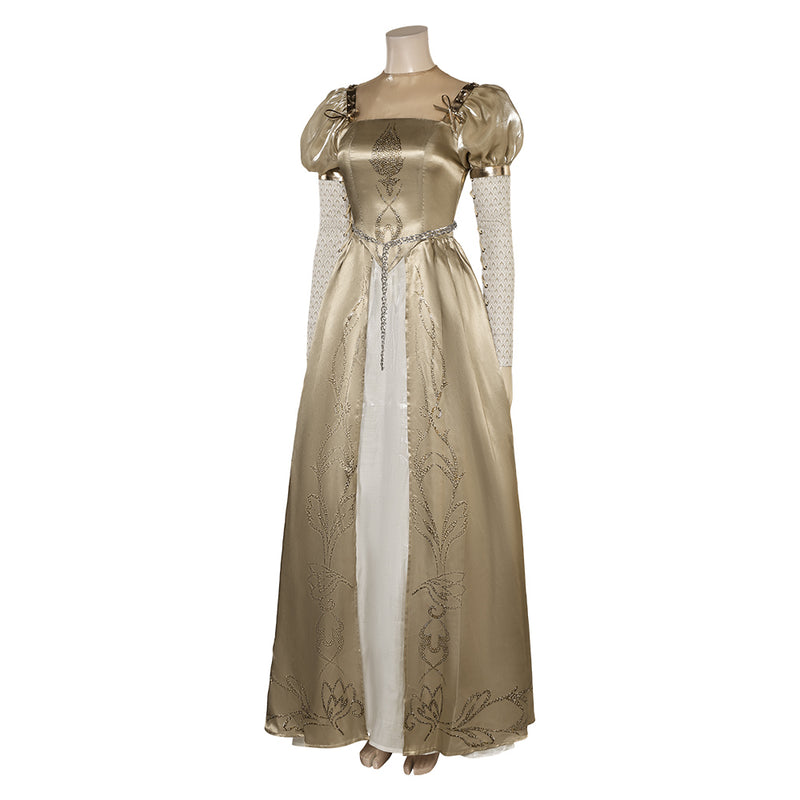 Damsel 2024 Movie Princess Elodie Women Golden Dress Party Carnival Halloween Cosplay Costume