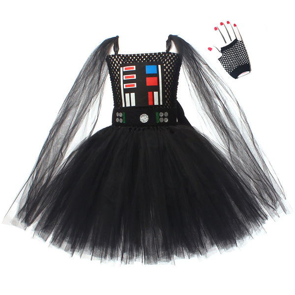 Darth Vader Kids Children Black Tutu Dress Party Carnival Halloween Cosplay Costume