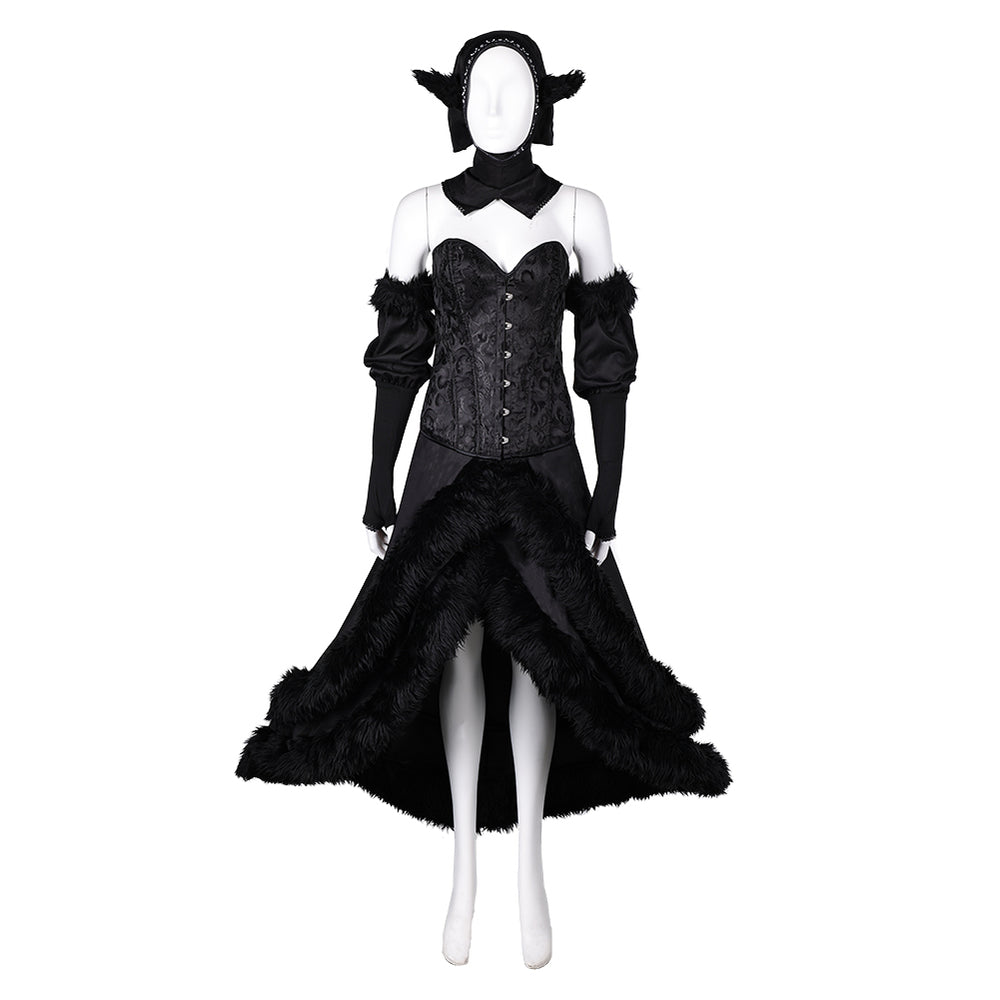 Delicious in Dungeon Marcille Donato Women Black Dress Party Carnival Halloween Cosplay Costume