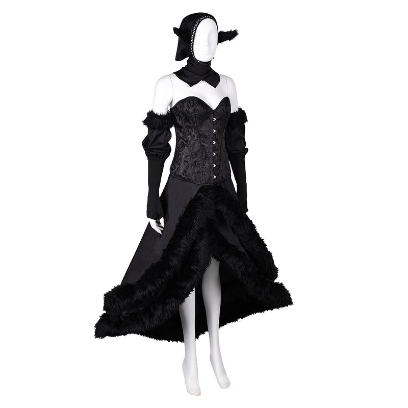 Delicious in Dungeon Anime Marcille Donato Women Black Dress Party Carnival Halloween Cosplay Costume