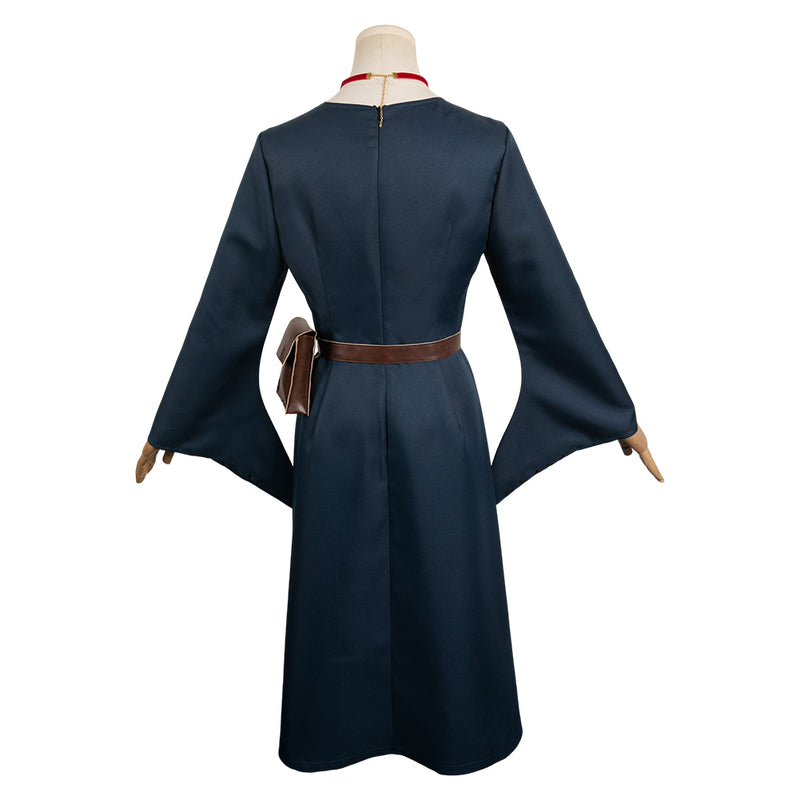 Delicious in Dungeon Anime Marcille Women Dark Blue Dress Party Carnival Halloween Cosplay Costume