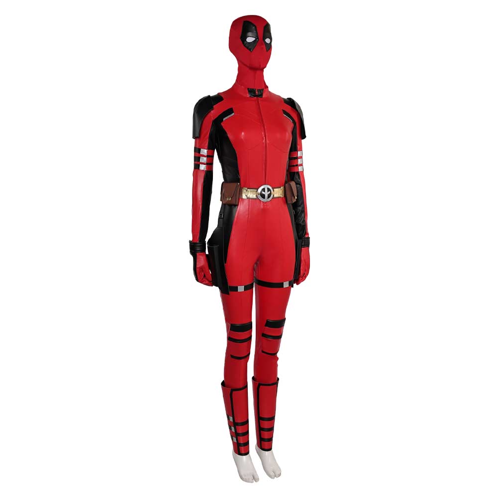 DPool 2024 Ladypool Red Jumpsuit Full Set Party Carnival Halloween Cos