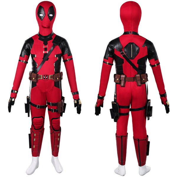 DPool 2024 Wade Wilson Kids Children Red Jumpsuit Party Carnival Halloween Cosplay Costume