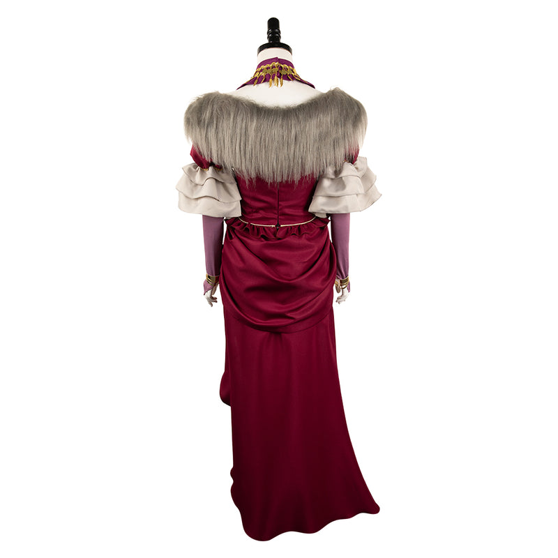 Dragon's Dogma Game Wilhelmina Women Red Dress Party Carnival Halloween Cosplay Costume